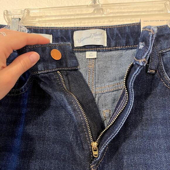 Universal Thread Blue Cotton Denim Dark Wash Wide Leg Straight Jeans Size 6R NWT - Picture 4 of 11